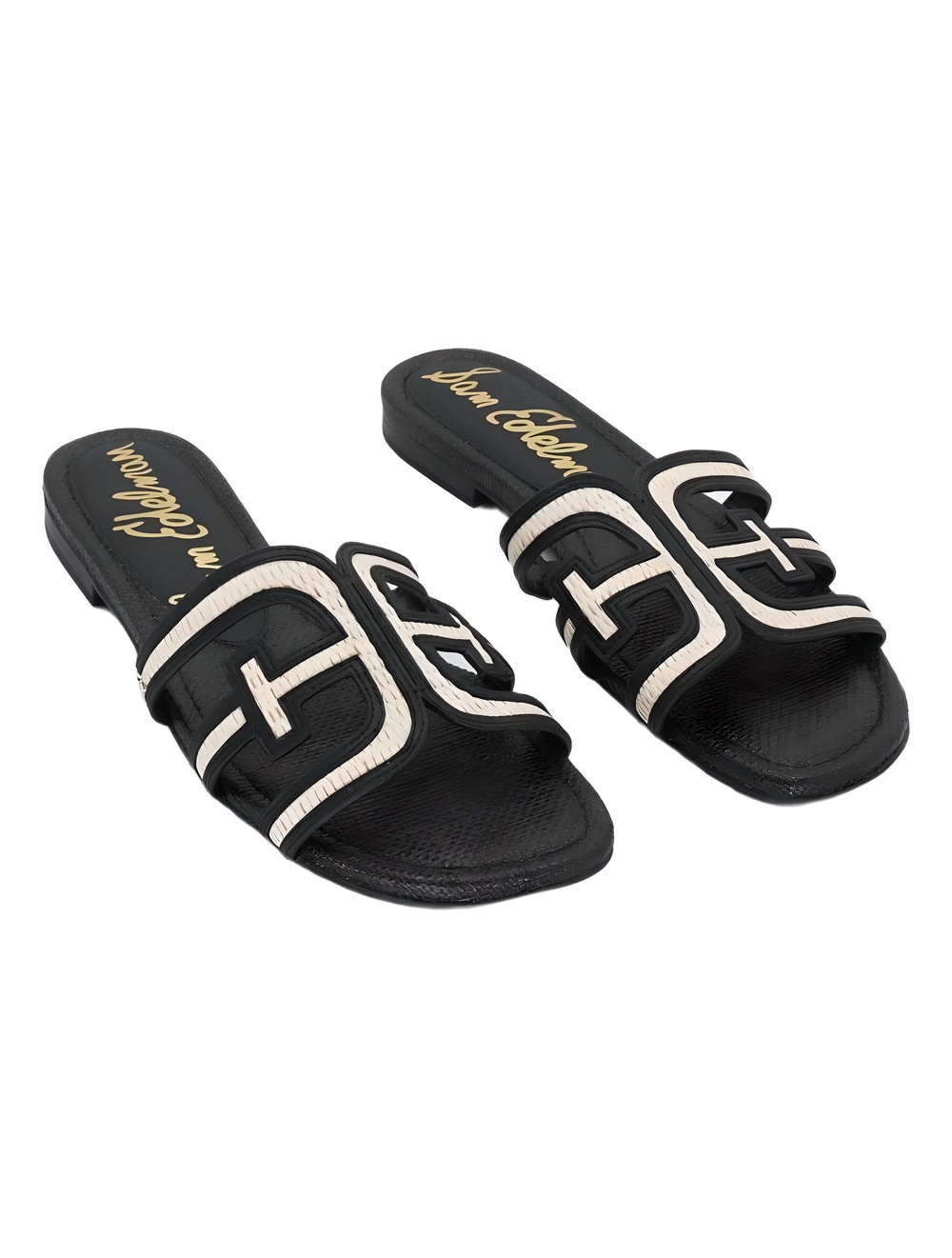 Sam Edelman Bay Multi Black White Woven Slide Sandals Size 11M